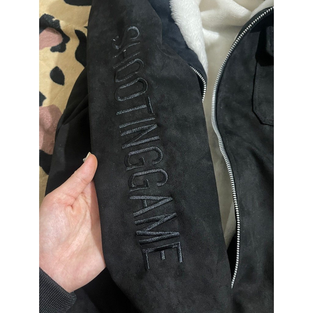 Áo Khoác Nam Da Lộn - Áo Khoác Tay Thêu Chữ