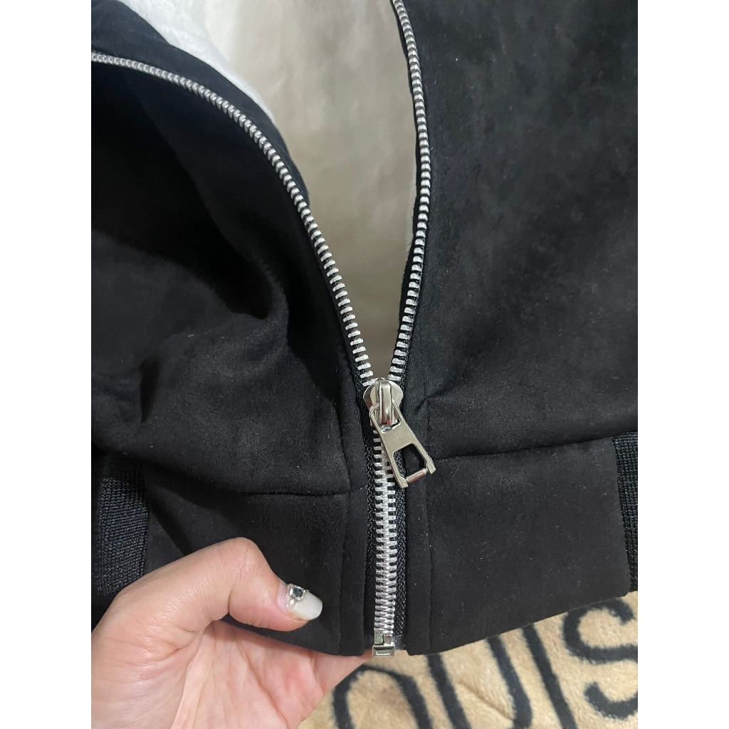 Áo Khoác Nam Da Lộn - Áo Khoác Tay Thêu Chữ