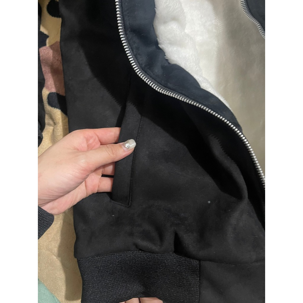 Áo Khoác Nam Da Lộn - Áo Khoác Tay Thêu Chữ