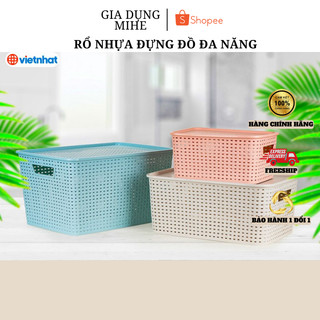 Rổ nhựa , rổ nhựa có nắp đựng đồ tiện dụng đa năng 3386 có ba loại lớn, trung, bé - Việt Nhật Plastic
