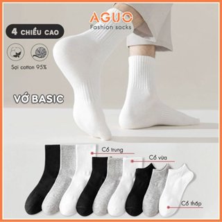 Tất cổ cao nam nữ trơn basic dễ phối đồ, chất liệu cotton thoáng khí - Aguo Shop