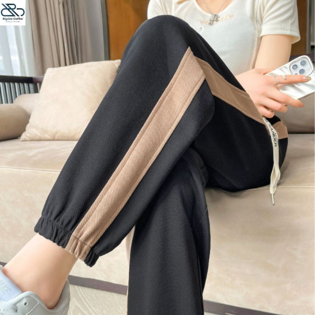 Quần dài bigsize Cô Nhỏ, quần dài bigsize jogger nữ vải thun gân dày, Unisex Phụ nữ Phụ nữ Thoáng khí QSSUON
