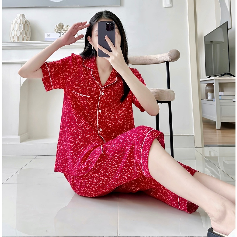Đồ bộ Pijama lửng Chu Bi, chất Lụa đũi cao cấp mềm mát, không nhăn, phom rộng bigsize Mĩm Store