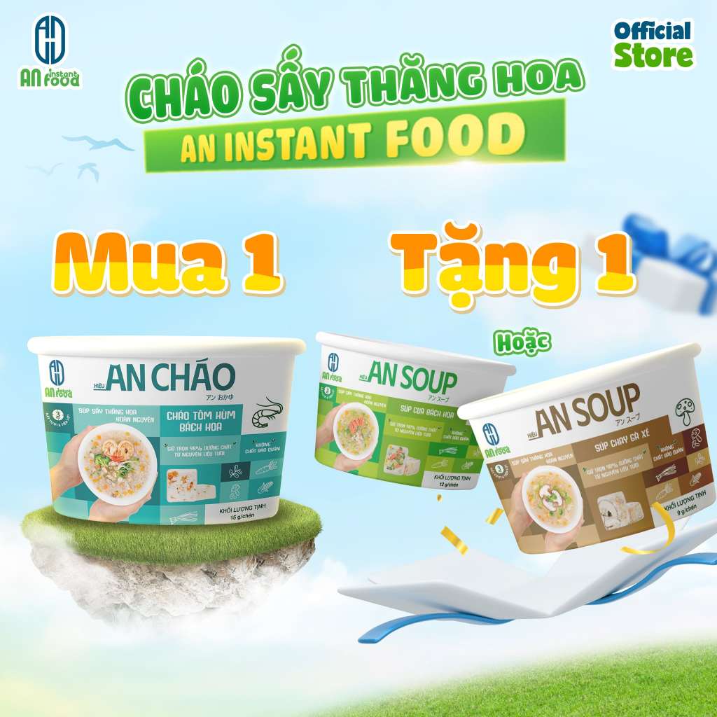 Chén Cháo Ăn Liền, Cháo Hoàn Nguyên, Công Nghệ Nhật Bản, Hiệu AN CHAO, Dung Tích 15g