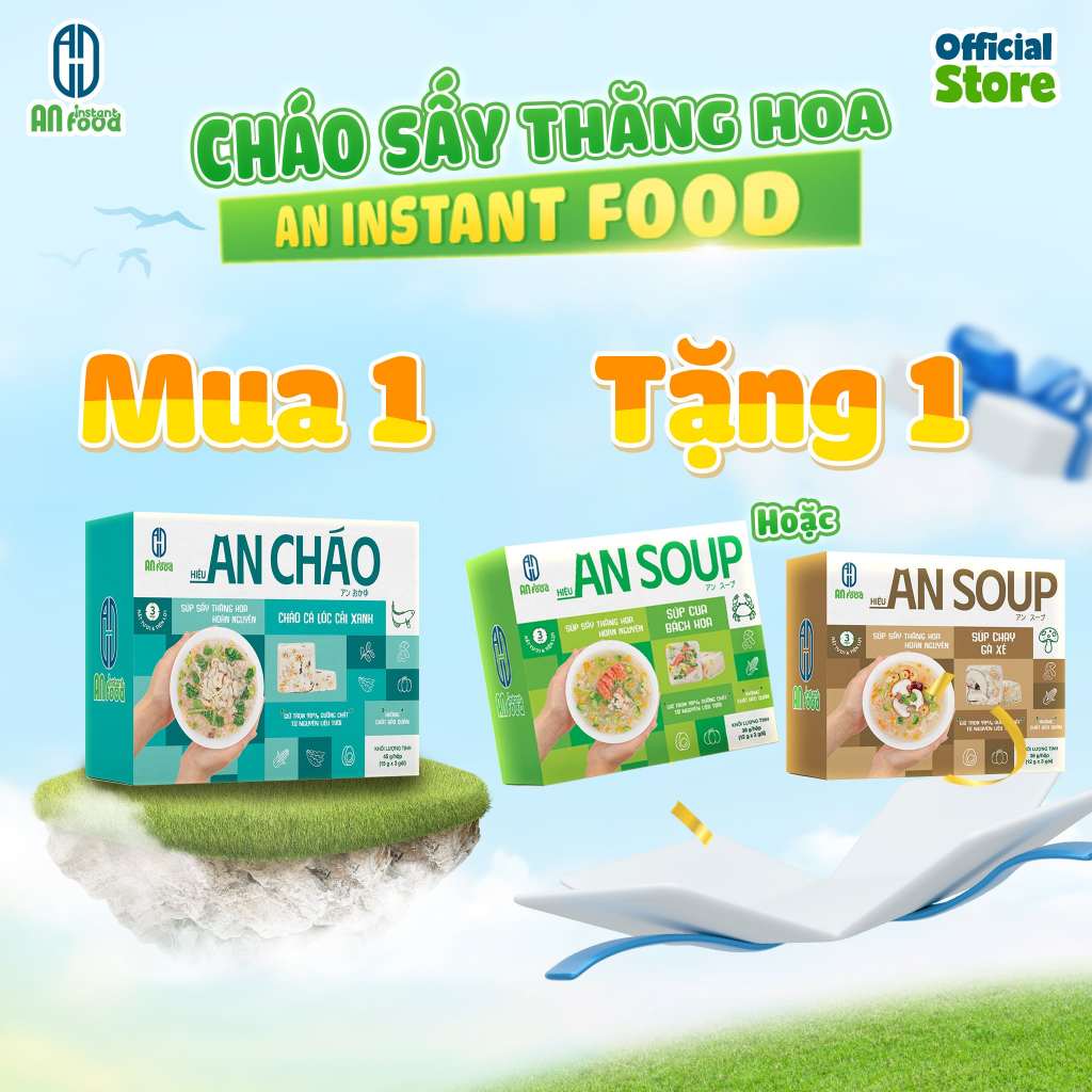 Hộp 3 Gói Cháo ăn liền, Công Nghệ Nhật Bản, Hiệu AN CHAO