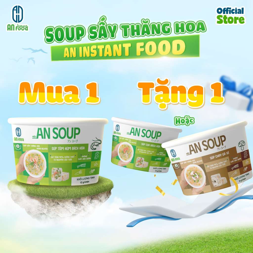 Chén Súp Ăn Liền, Súp Hoàn Nguyên, Công Nghệ Nhật Bản, Hiệu AN SOUP, Dung Tích 12g