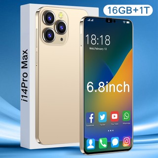 mới I14 Pro max  RAM 16GB + ROM 1TB Điện thoại thông minh mới 100% Màn hình lớn 6.8 inch 5G Điện thoại