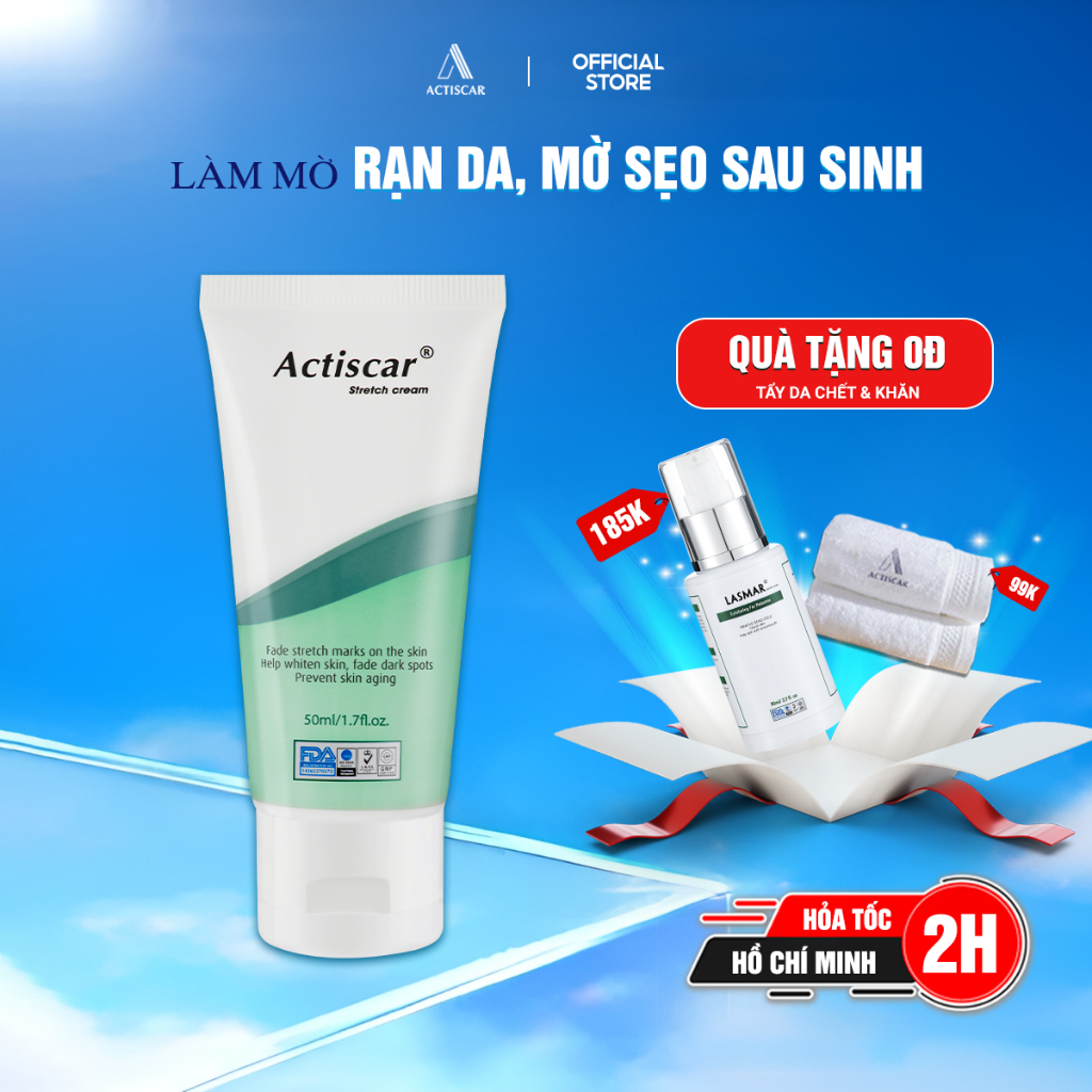Kem Rạn Da Actiscar Stretch 100ml Hỗ Trợ Mờ Rạn Da, Mờ Sẹo Thâm, Đều Màu Sau Sinh