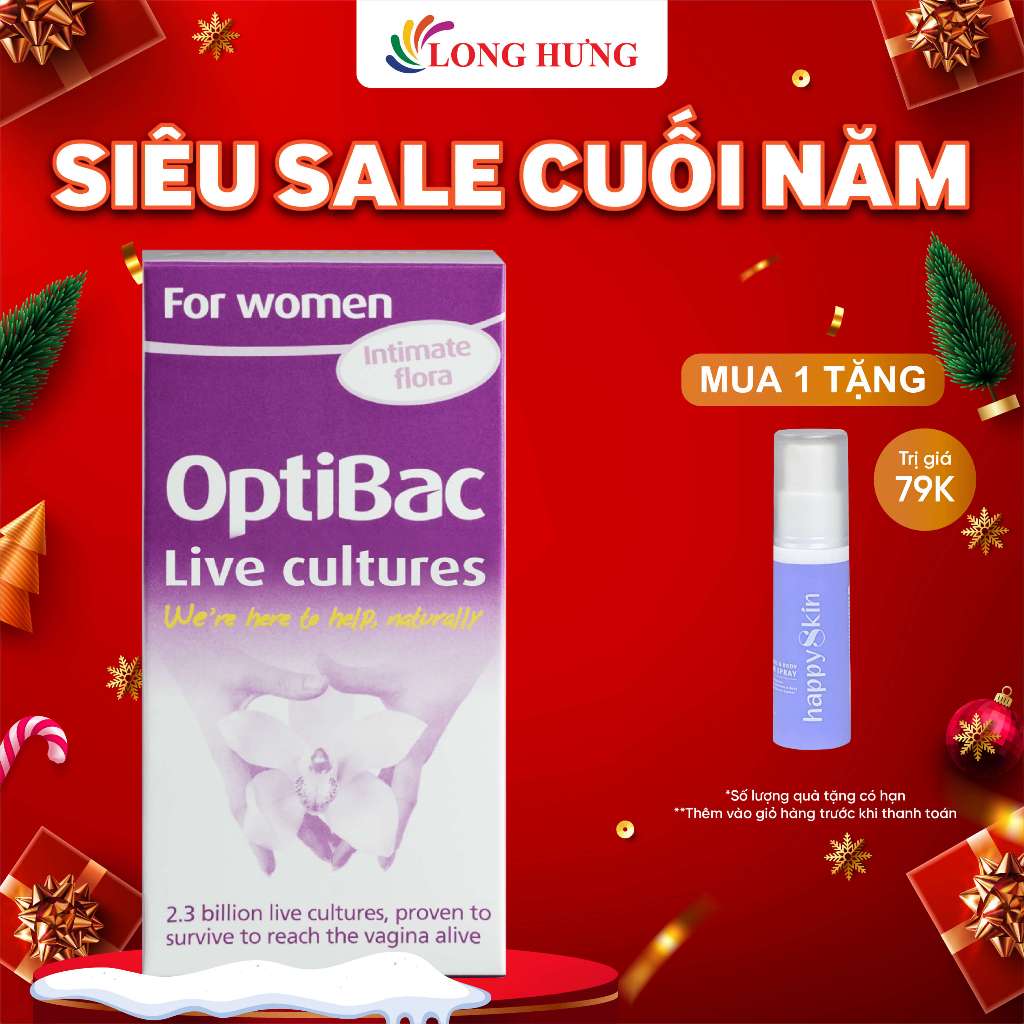 Men vi sinh dành cho phụ nữ OptiBac Probiotics For Women ngăn ngừa viêm nhiễm vùng kín (30 viên/90 viên)