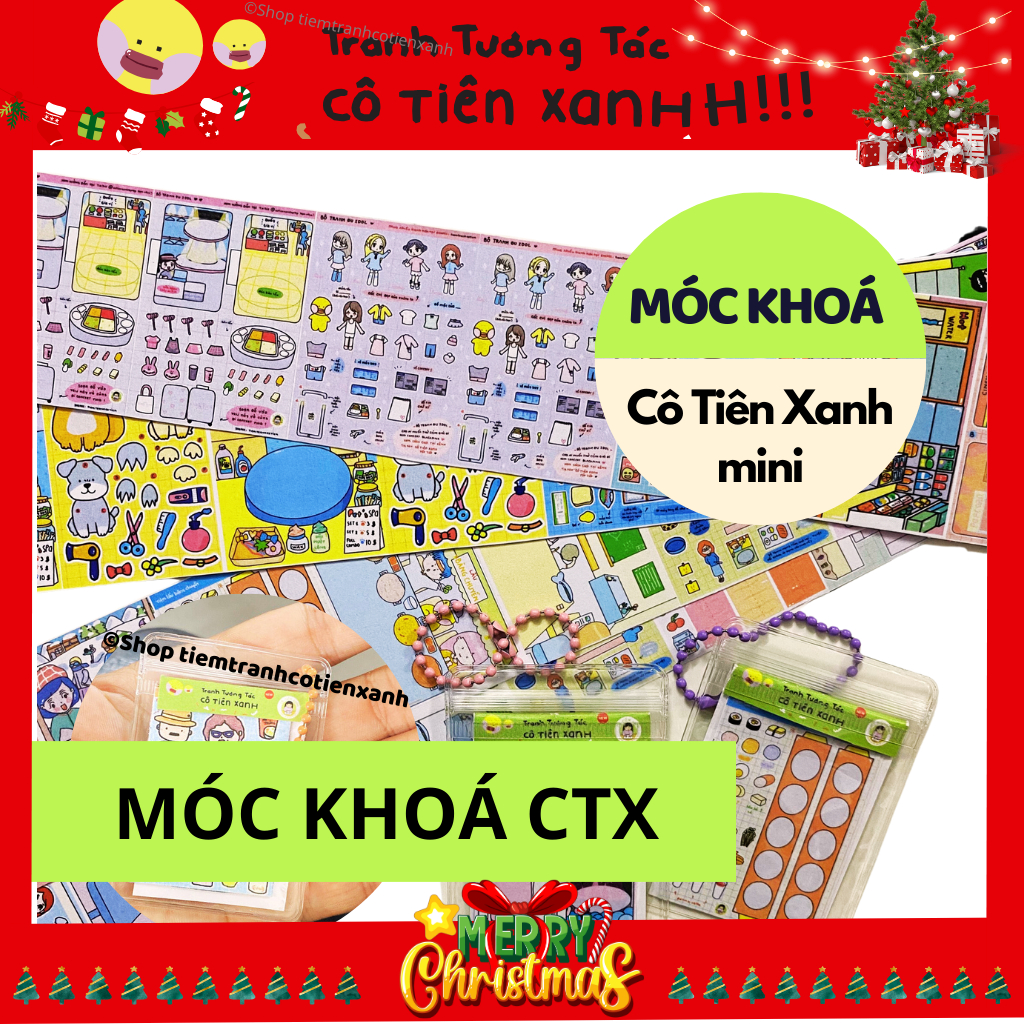 Móc khoá Cô Tiên Xanh đồ chơi giấy thủ công giá rẻ,Búp bê giấy, Đồ chơi hottrend cắt dán Bé Tèo,Móc khoá mini