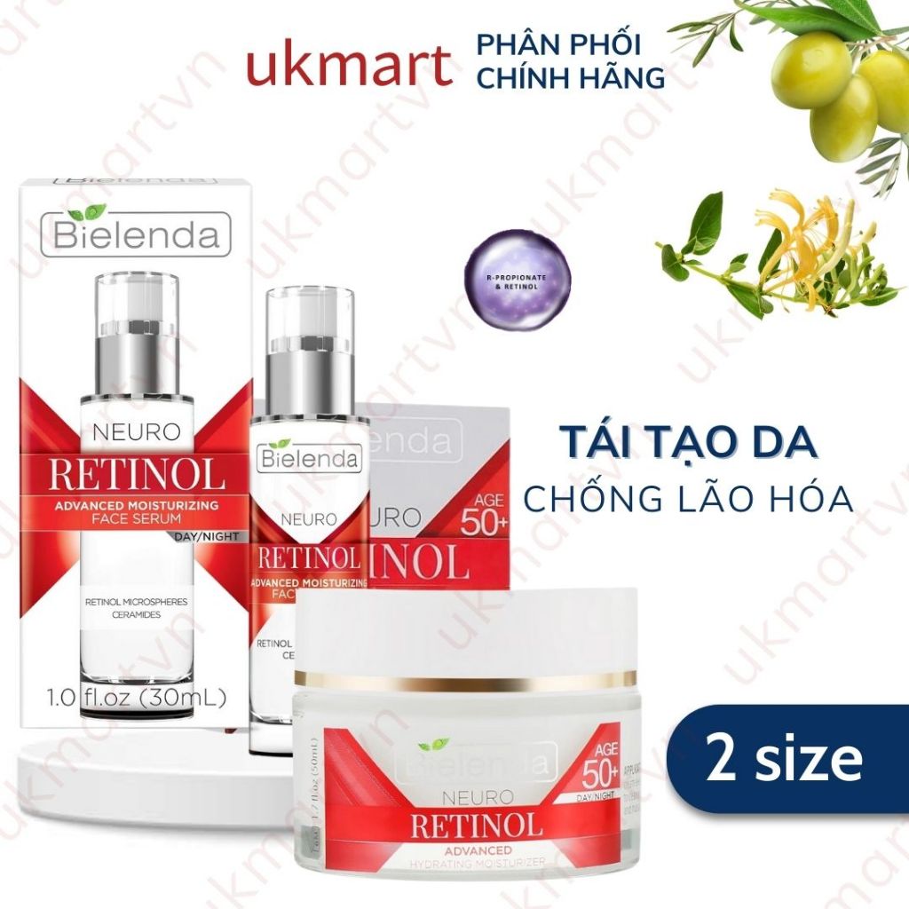 Serum & Kem Dưỡng Retinol Bielenda Trẻ Hoá, Làm Da Căng Bóng, Mờ Thâm Sẹo Retinol Neuro Anti-wrinkle