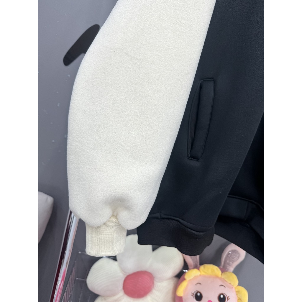 Áo khoác nỉ lông cừu pha tay