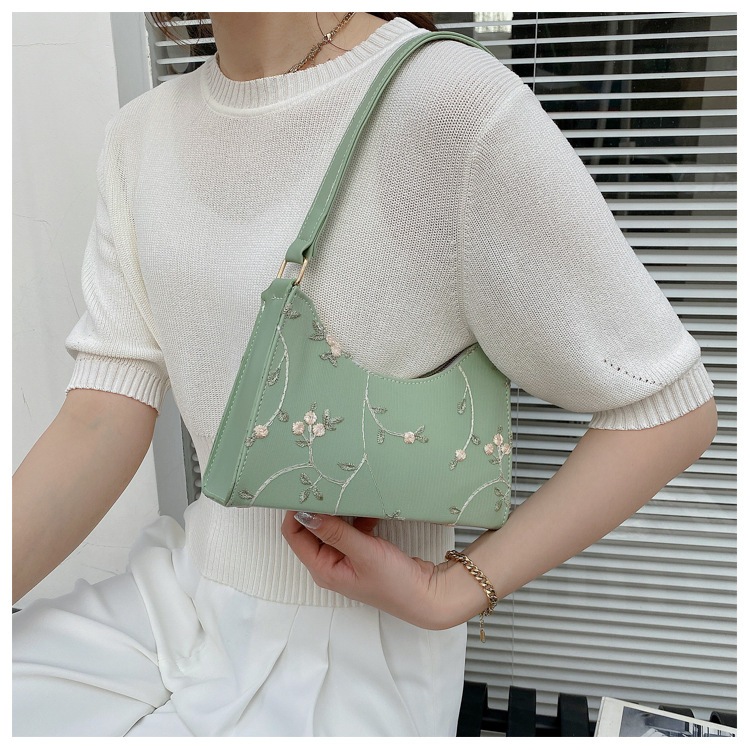 Túi Xách Nữ, Túi Kẹp Nách Họa Tiết Hoa Thêu Tay Đơn Giản Sang Trọng - BAG23