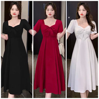 Đầm dự tiệc nơ cổ form dài 3 màu, váy noel, váy tết xuongvnxk vnxk (kèm hình thật)