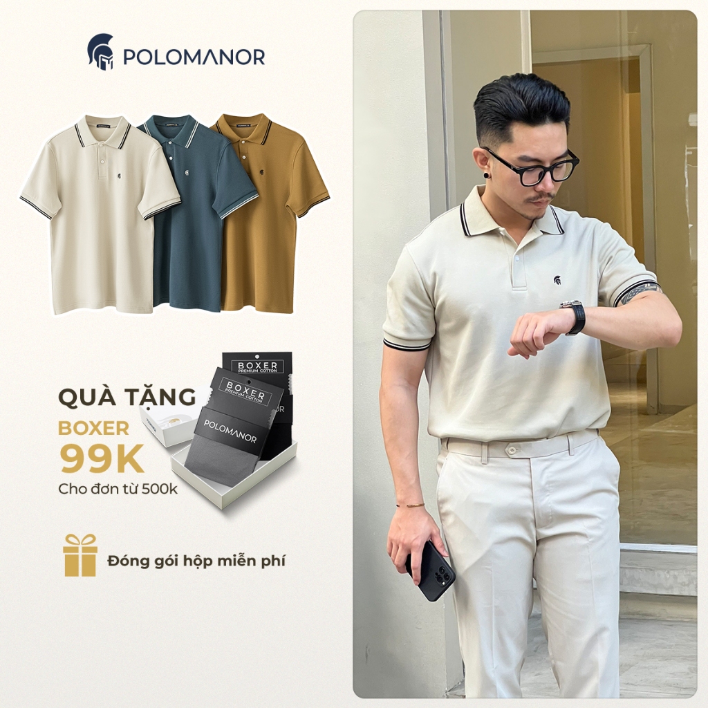 Áo polo nam BASIC CLASSIC vải cá sấu cotton piqué interlock sang trọng, tinh tế - POLOMANOR