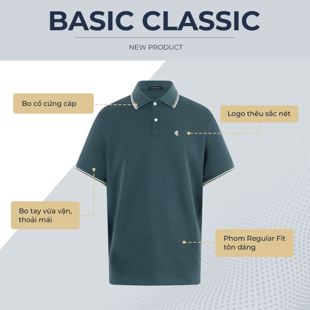 Áo polo nam BASIC CLASSIC vải cá sấu cotton piqué interlock sang trọng, tinh tế - POLOMANOR