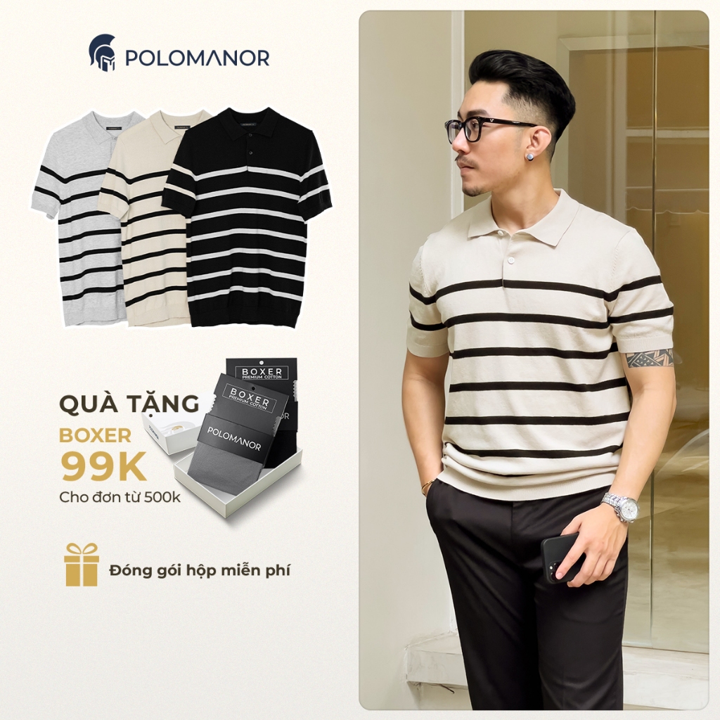 Áo polo dệt kim KANIS cao cấp, kiểu dáng classic sang trọng - POLOMANOR