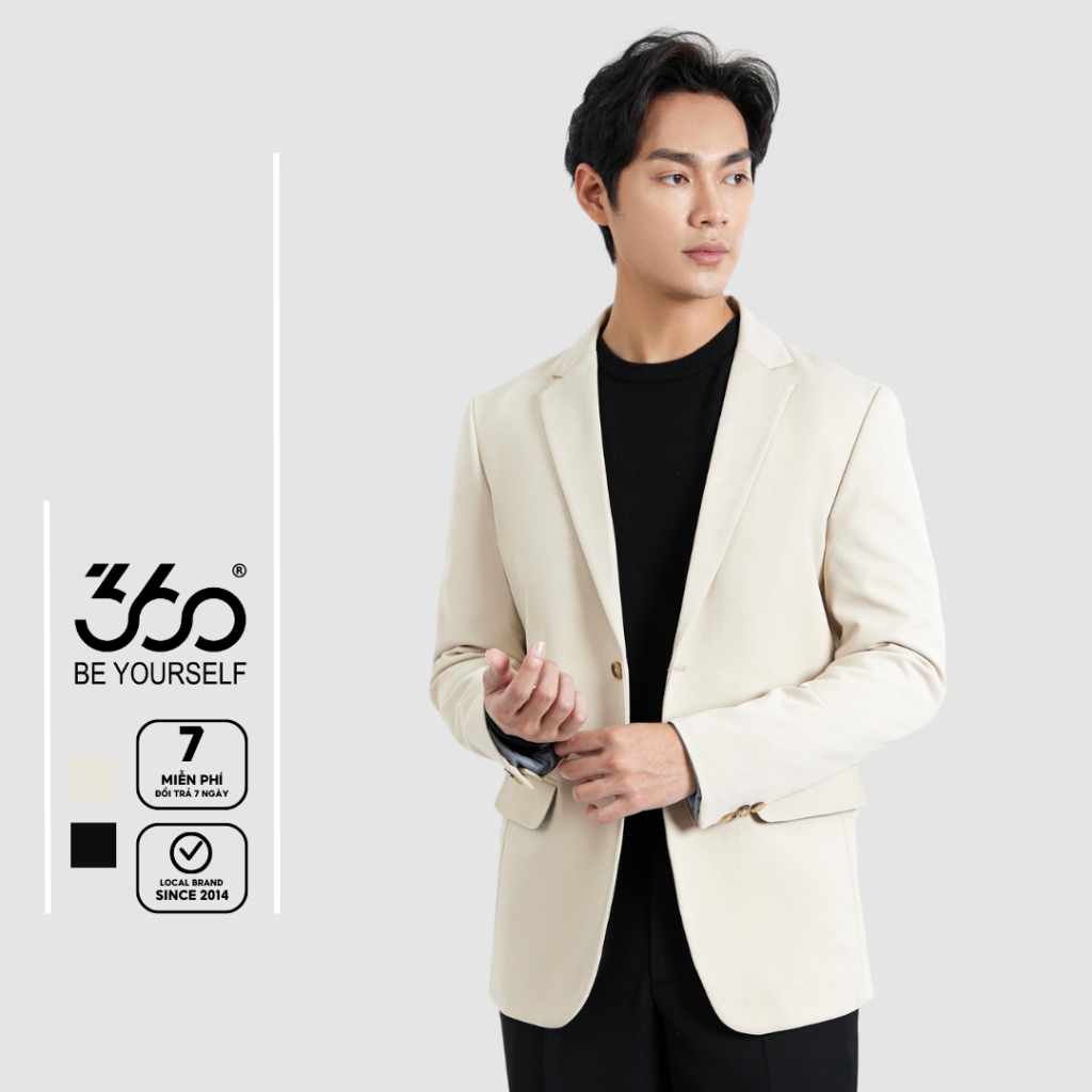 Áo khoác blazer nam thương hiệu 360 Boutique kiểu dáng trẻ trung thoải mái chất liệu cao cấp - ABZTK401