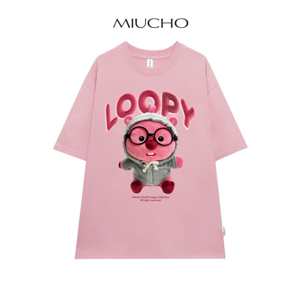 Áo thun loopy couple cặp đôi local brand form rộng ATD745 Miucho cotton cổ tròn in graphic