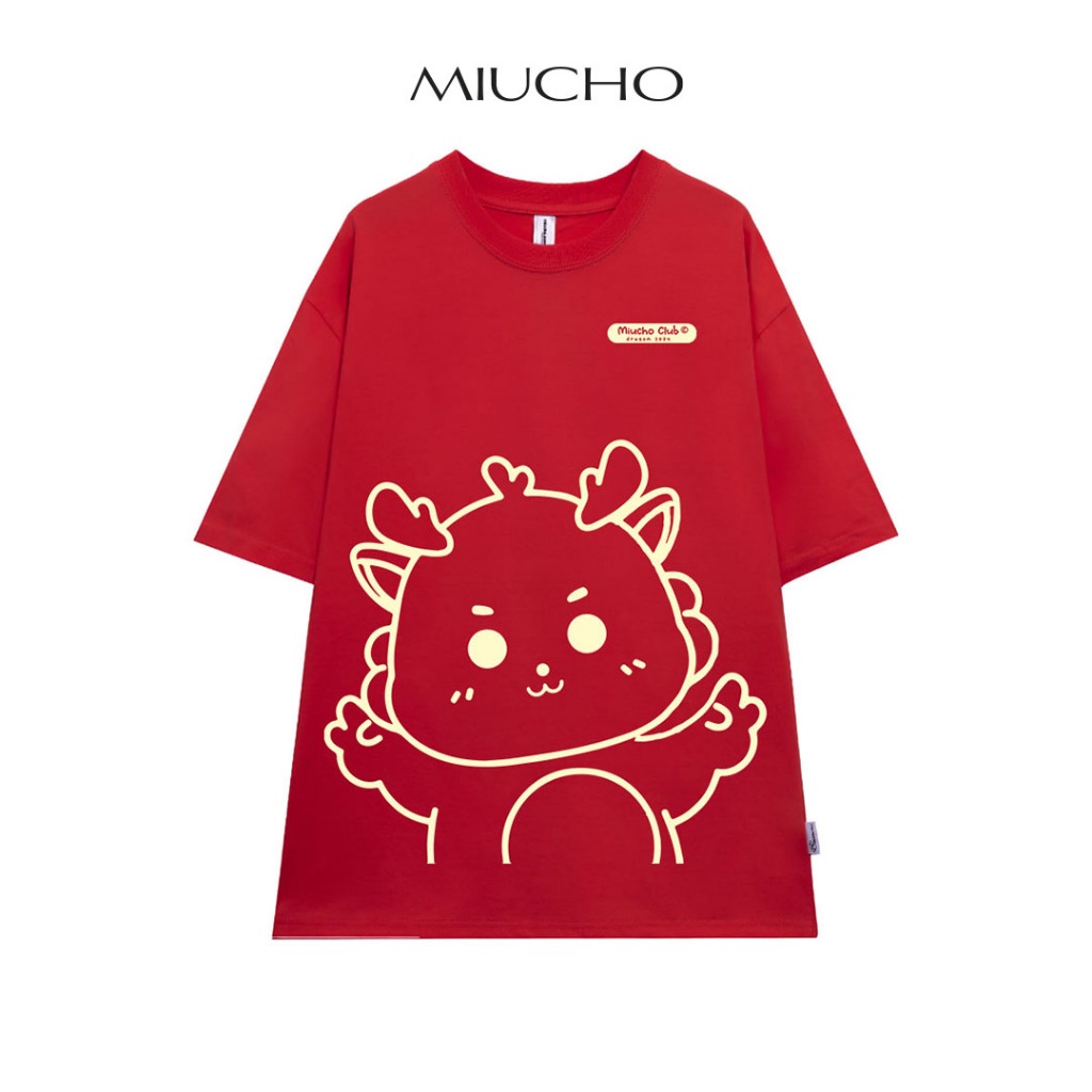 Áo thun unisex Rồng xinh local brand form rộng ATD743 Miucho cotton cổ tròn in graphic