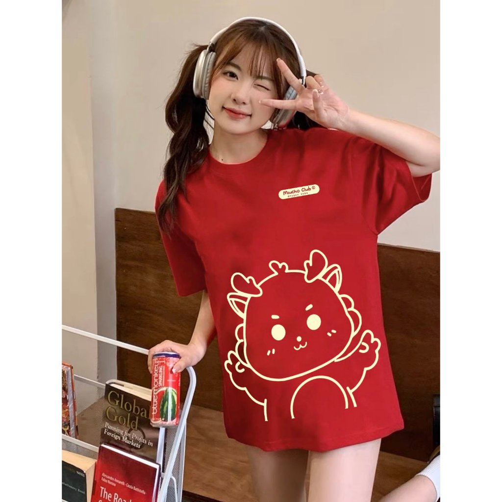 Áo thun unisex Rồng xinh local brand form rộng ATD743 Miucho cotton cổ tròn in graphic