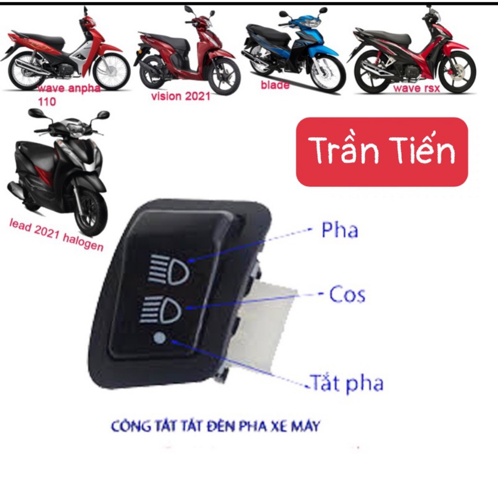 Nút công tắc tắt đèn xe Honda Vision - Lead - Wave Alpha - Rsx - Blade. BH 6 tháng.