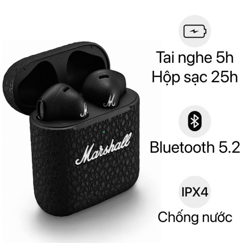 Tai nghe Bluetooth Không Dây Marshall Minor III - Âm Thanh Nổi Chất Lượng Cao Kiểu Dáng Hiện Đại Pin 5h BH 12 Tháng