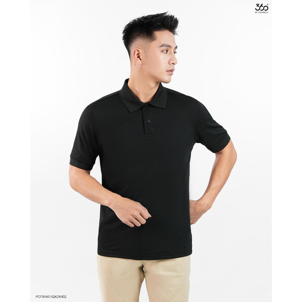 Áo polo nam cổ bẻ thương hiệu 360 Boutique ngắn tay màu đen chất liệu cà phê cao cấp - POTTK441