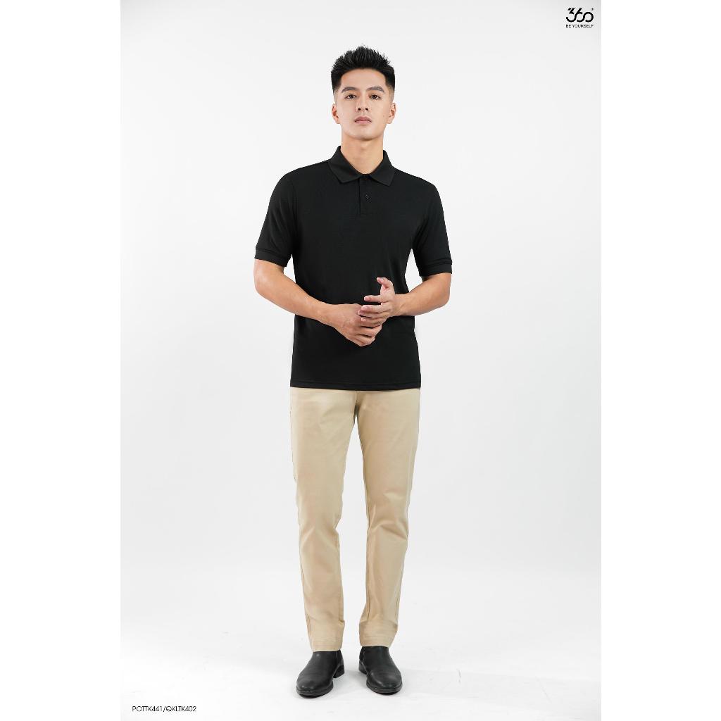 Áo polo nam cổ bẻ thương hiệu 360 Boutique ngắn tay màu đen chất liệu cà phê cao cấp - POTTK441