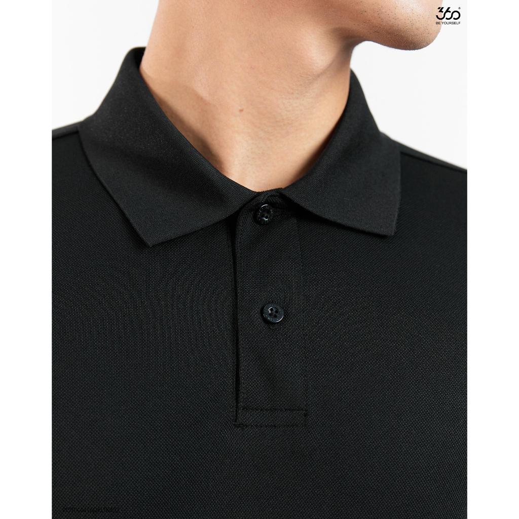 Áo polo nam cổ bẻ thương hiệu 360 Boutique ngắn tay màu đen chất liệu cà phê cao cấp - POTTK441