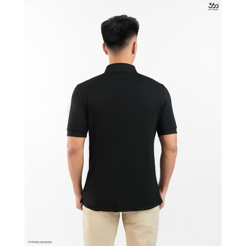 Áo polo nam cổ bẻ thương hiệu 360 Boutique ngắn tay màu đen chất liệu cà phê cao cấp - POTTK441