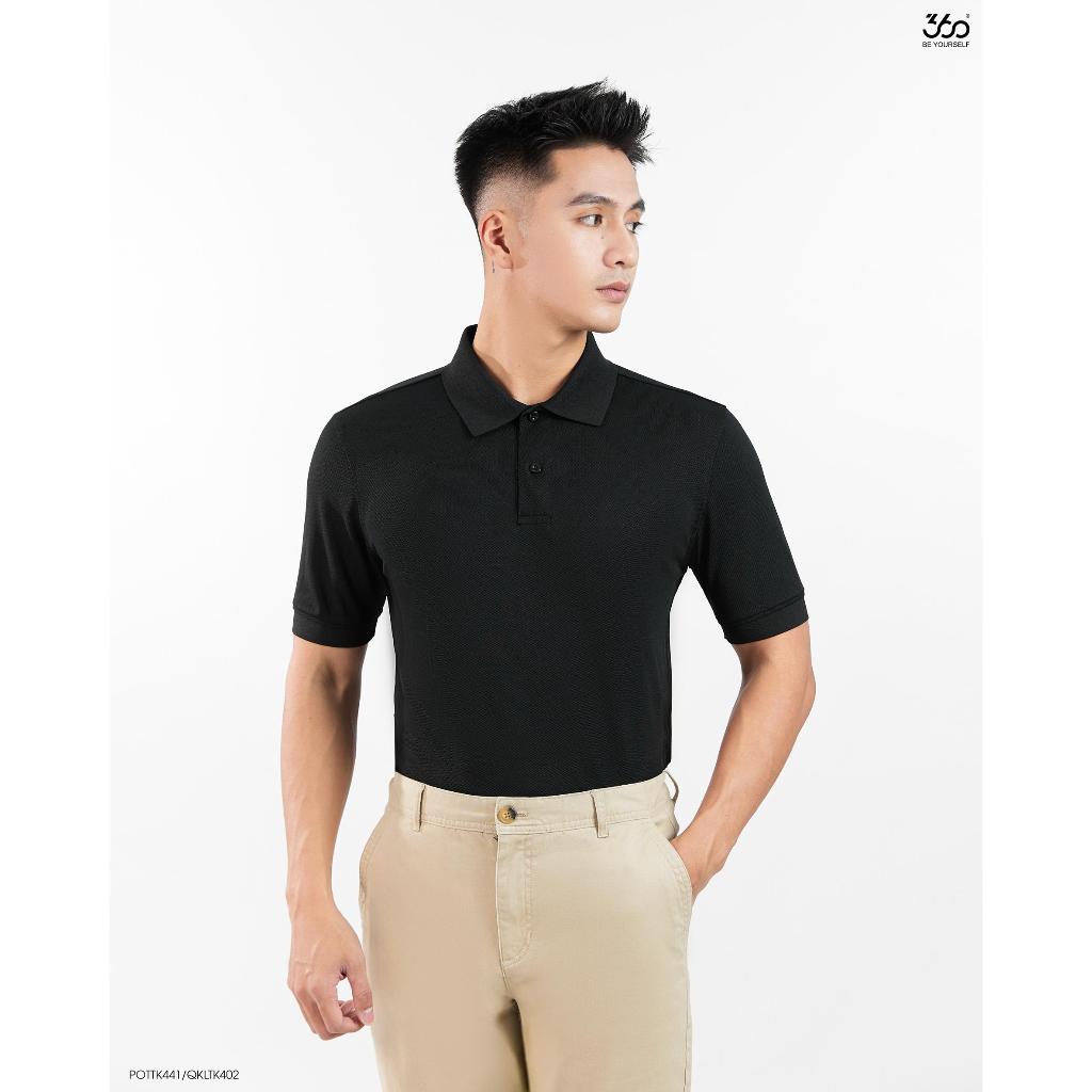 Áo polo nam cổ bẻ thương hiệu 360 Boutique ngắn tay màu đen chất liệu cà phê cao cấp - POTTK441
