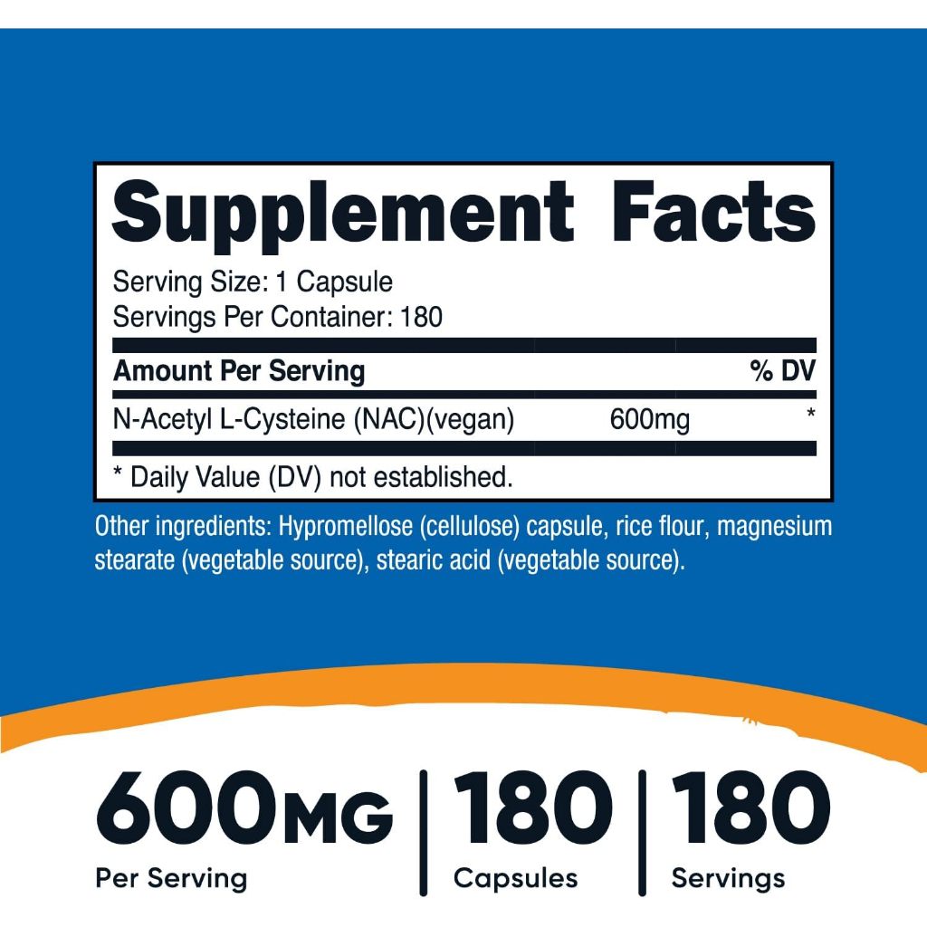 Nac Nutricost N-Acetyl Cysteine 600mg Thực Phẩm Bổ Sung Bảo Vệ Gan, Giải Độc Gan, Giúp Mát Gan