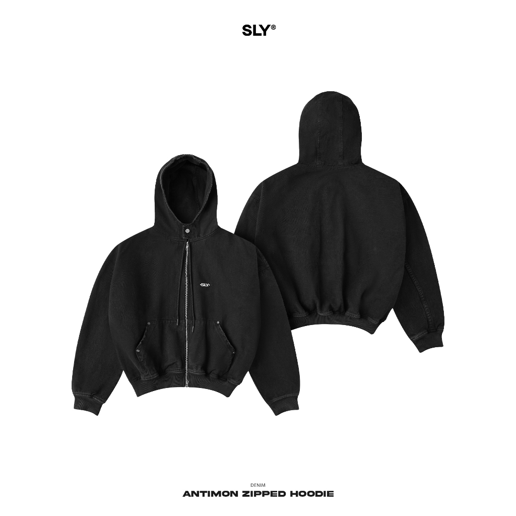 Áo hoodie zip SLY Denim Antimon