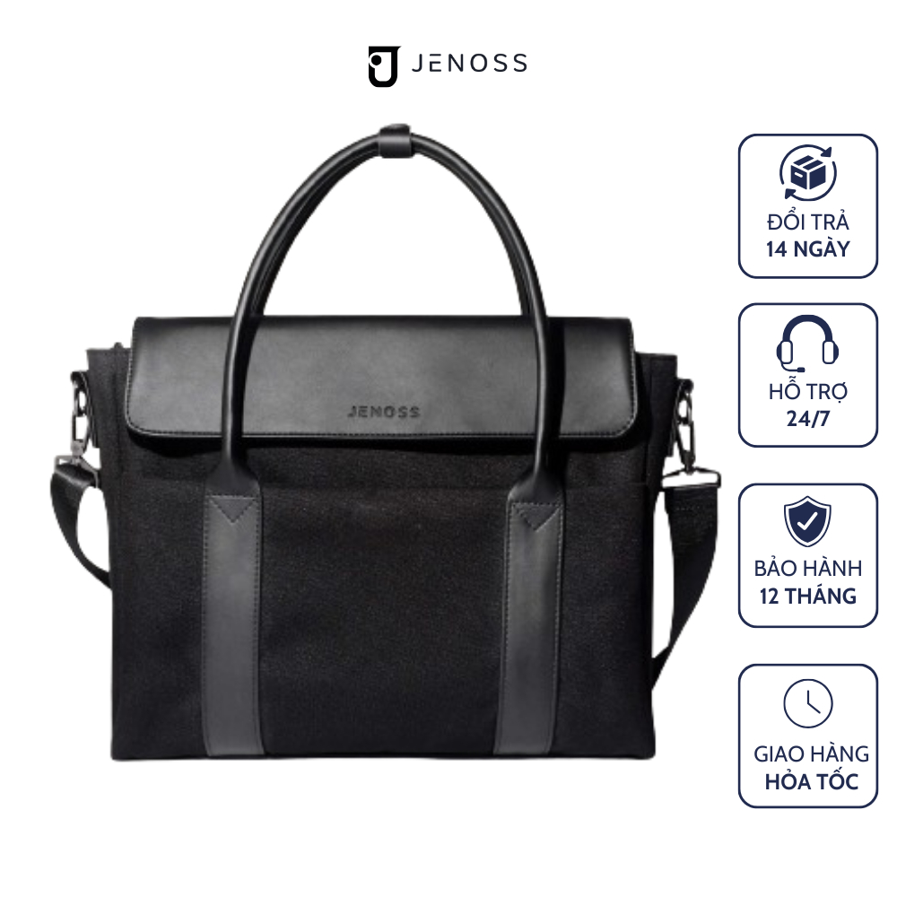 Túi Văn Phòng Lucius Varro Briefcase Unisex Da Cao Cấp Chống Sốc & Nước Canvas Nam Nữ Công sở Laptop 14 15.6 inch Jenoss