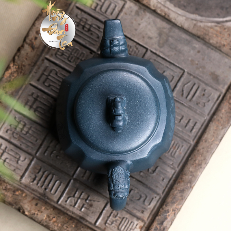 Ấm Tử Sa Đức Chung Thiên Thanh Nê Đồ Pha Chén Trà Đạo 300ML Kèm Chứng Thư Chế Tác Bình Đất Cao Cấp