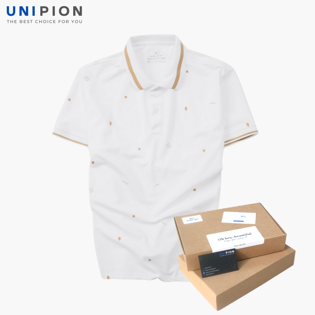 Áo polo nam UNIPION phối họa tiết in chất cotton  thấm hút, co giãn, thoáng mát kiểu dáng trẻ trung, năng động - AT177