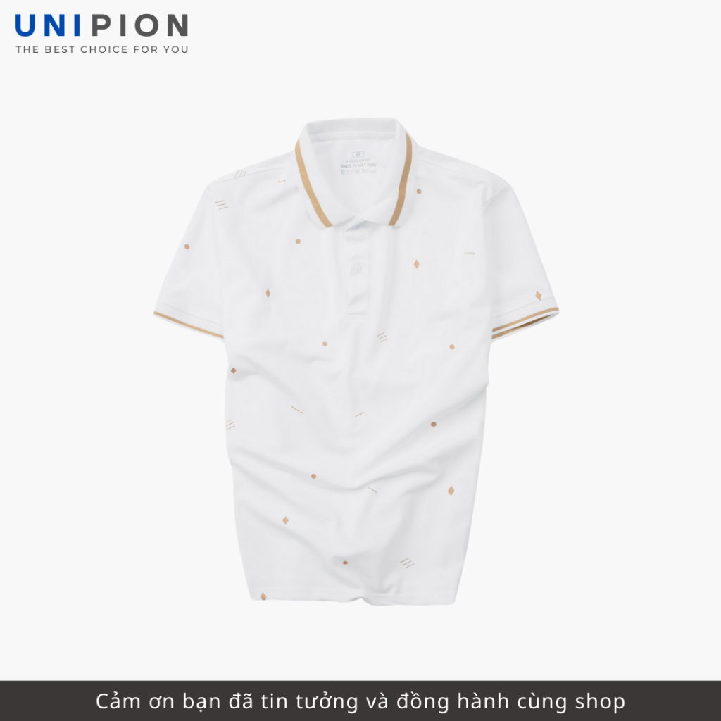Áo polo nam UNIPION phối họa tiết in chất cotton  thấm hút, co giãn, thoáng mát kiểu dáng trẻ trung, năng động - AT177