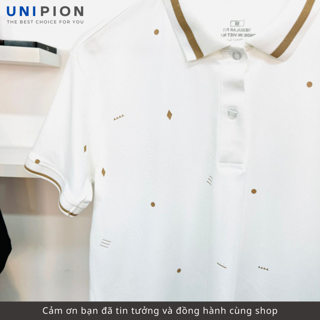 Áo polo nam UNIPION phối họa tiết in chất cotton  thấm hút, co giãn, thoáng mát kiểu dáng trẻ trung, năng động - AT177