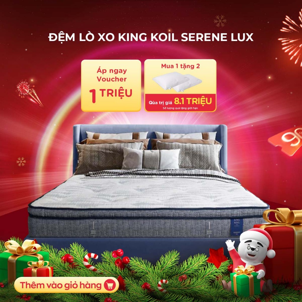 Nệm lò xo túi độc lập King Koil Serene Lux 31cm