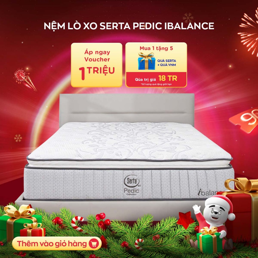 Nệm lò xo cao cấp Serta Pedic iBalance 36 cm nâng niu, làm dịu từng vùng cơ thể