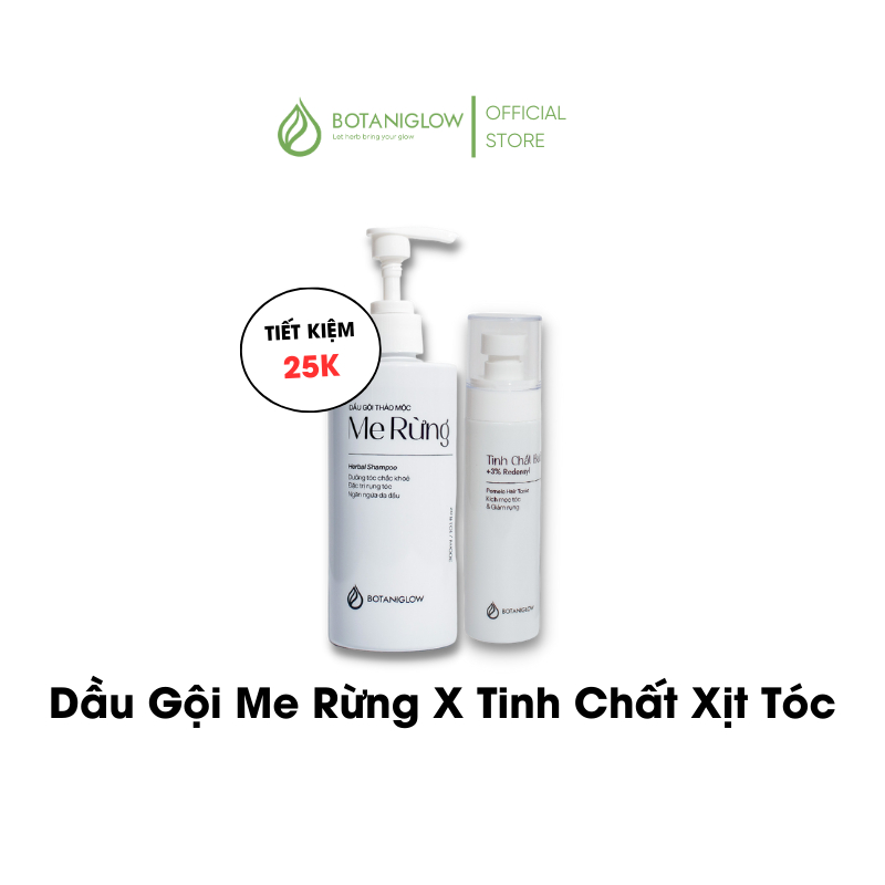 Dầu Gội Thảo Mộc Me Rừng Giảm Rụng Tóc 300ml X Tinh Chất Xịt Kích Mọc Tóc 100ml BOTANIGLOW