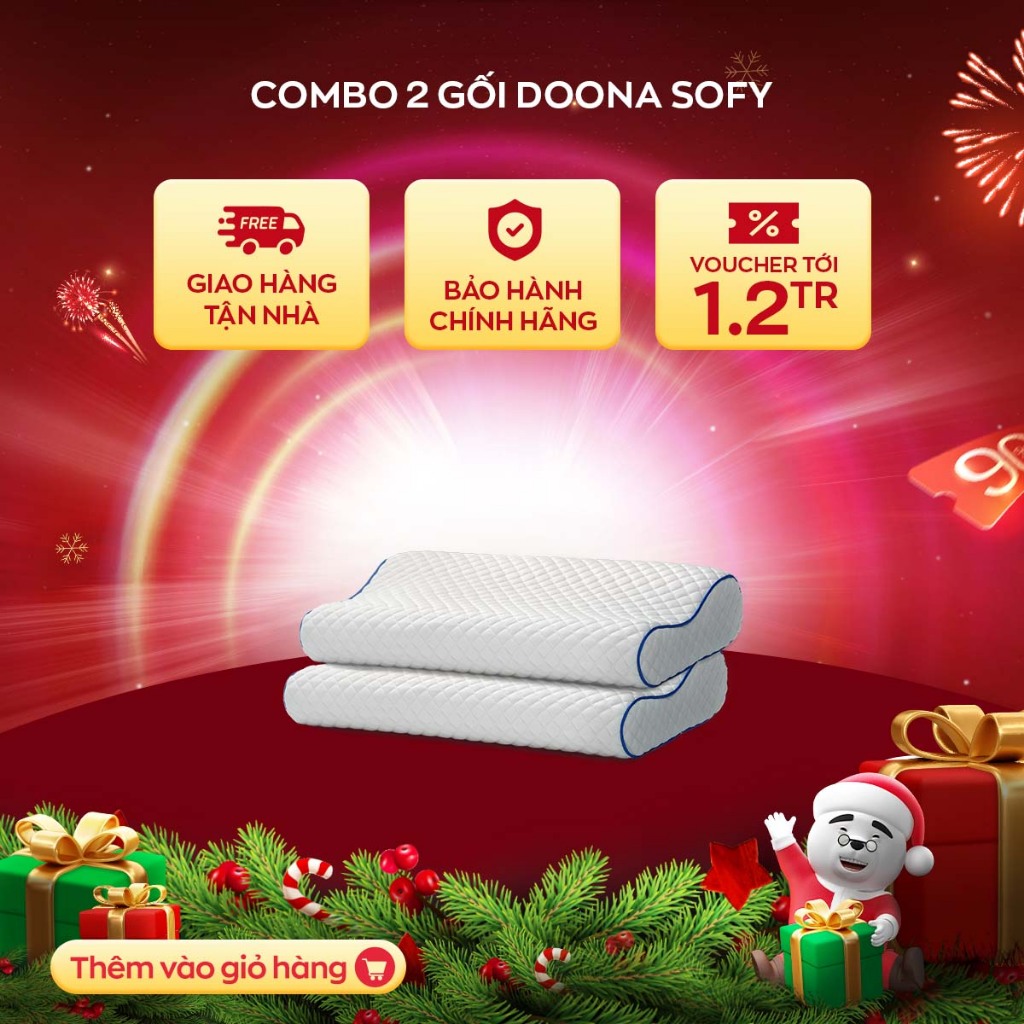 Combo 2 gối Foam Doona Sofy Contour nâng đỡ cổ vai gáy phân phối bởi Vua Nệm