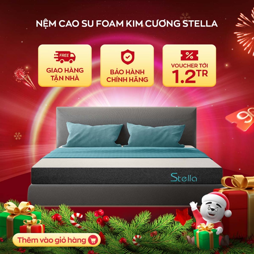 [ĐỘC QUYỀN VUA NỆM] Nệm cao su foam Kim Cương Stella 15cm nâng đỡ tối ưu hỗ trợ bảo vệ cột sống lưng hoàn hảo