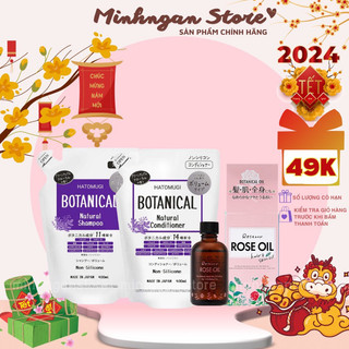 Gội xả hatomugi botanical phồng tóc giảm rụng và dầu ủ dưỡng tóc rose oil botanical nhật bản