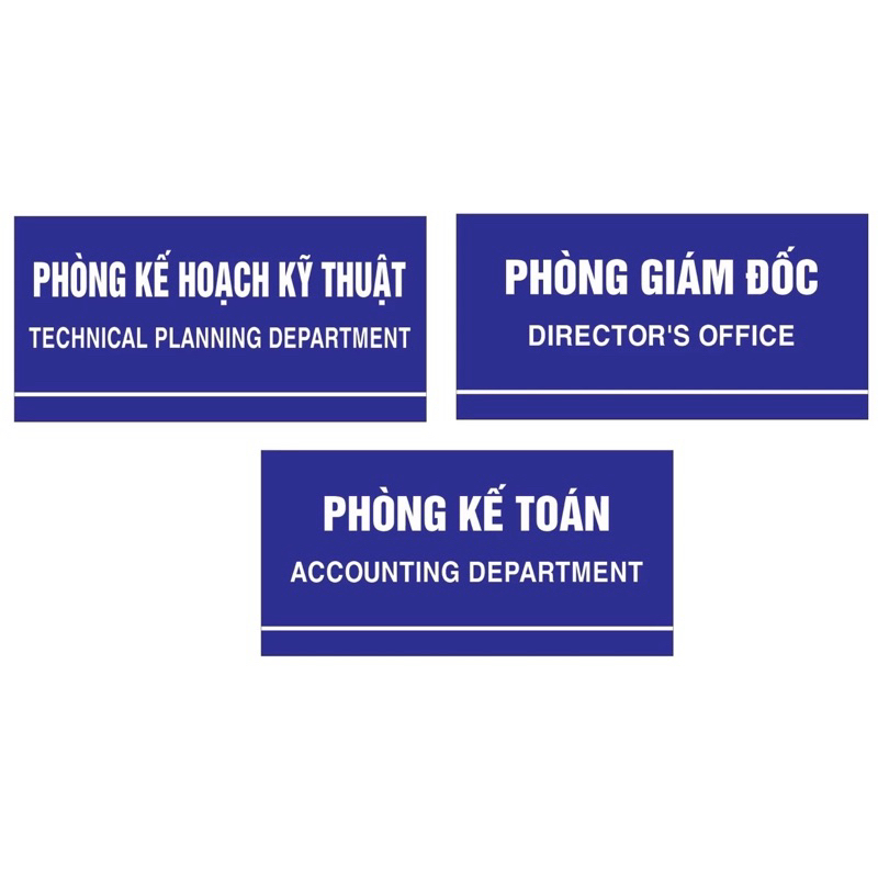 Biển phòng ban Công ty cao cấp chất liệu Mica nền xanh chữ trắng bền đẹp, sang trọng - Bảng hiệu phòng ban công ty rẻ
