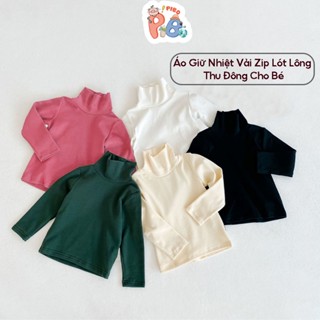 Áo Giữ Nhiệt Cho Bé Trai, Bé Gái Basic Chất Liệu Bozip Lót Lông Trơn Cổ Cao 5 Phân - BabyBoo - PiBo - GN5PBL