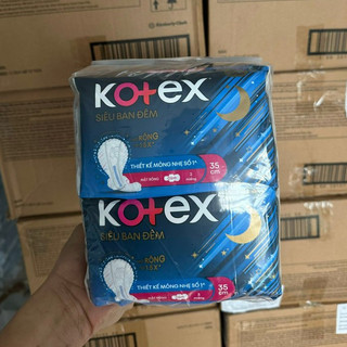 Bộ 8 gói băng vệ sinh kotex siêu ban đêm có cánh 35cm - mỗi gói 3 miếng