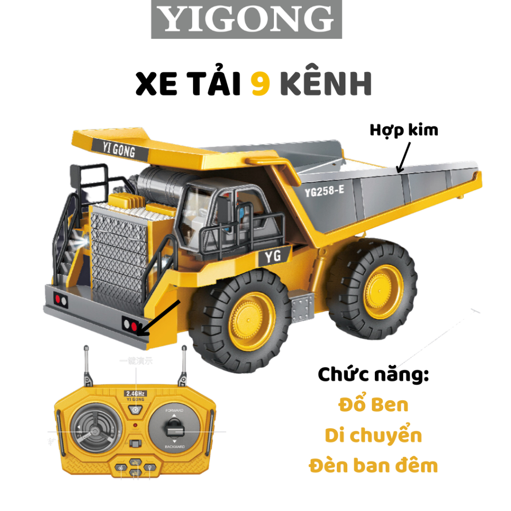 Xe tải điều khiển từ xa YIGONG 9 kênh thùng hợp kim