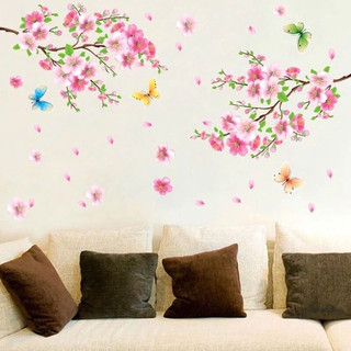 Decal dán tường trang trí phòng khách , phòng ngủ cành đào